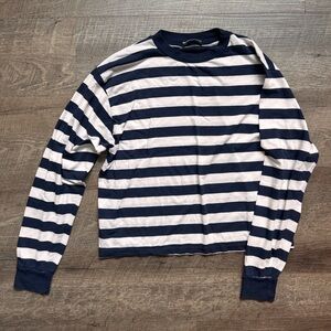 Brandy Melville Navy and White Striped Top